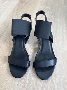 Lane Bryant Black Elastic Strap Slingback Sandals